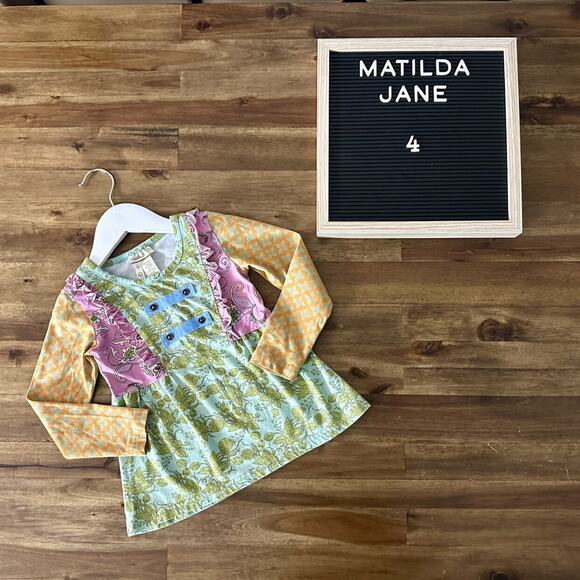 Matilda Jane Secret Fields Cottonwood Blossoms Knit Floral Long Sleeve Green Tee - Picture 1 of 6